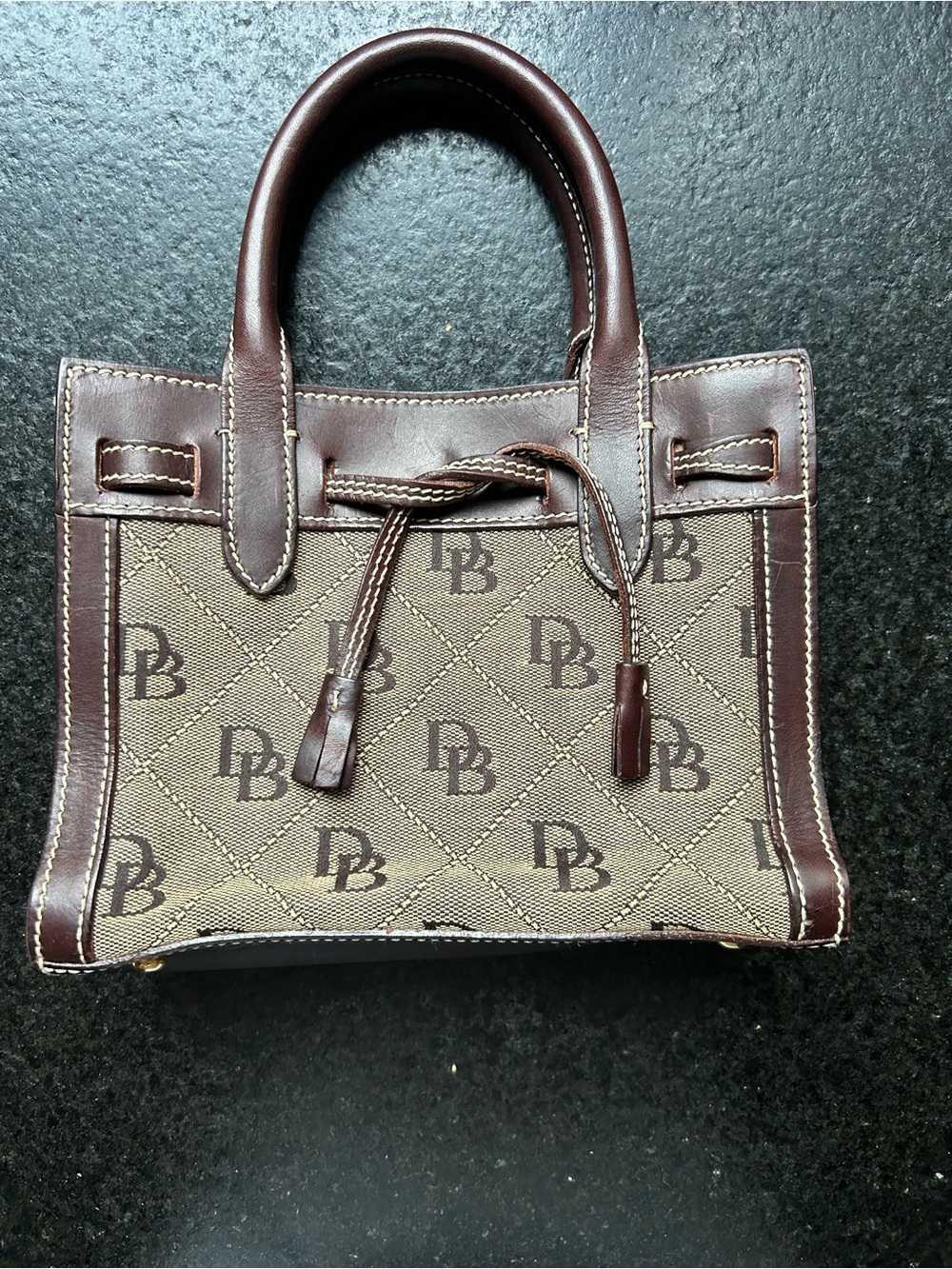 Dooney & Bourke Brown & Tan Signature Mini Satchel *Vintage Y2K